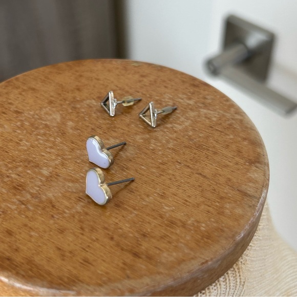 Heart and Triangle Stud Earring Set - Picture 8 of 12